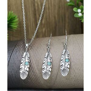 Feather Earring Necklace Set
